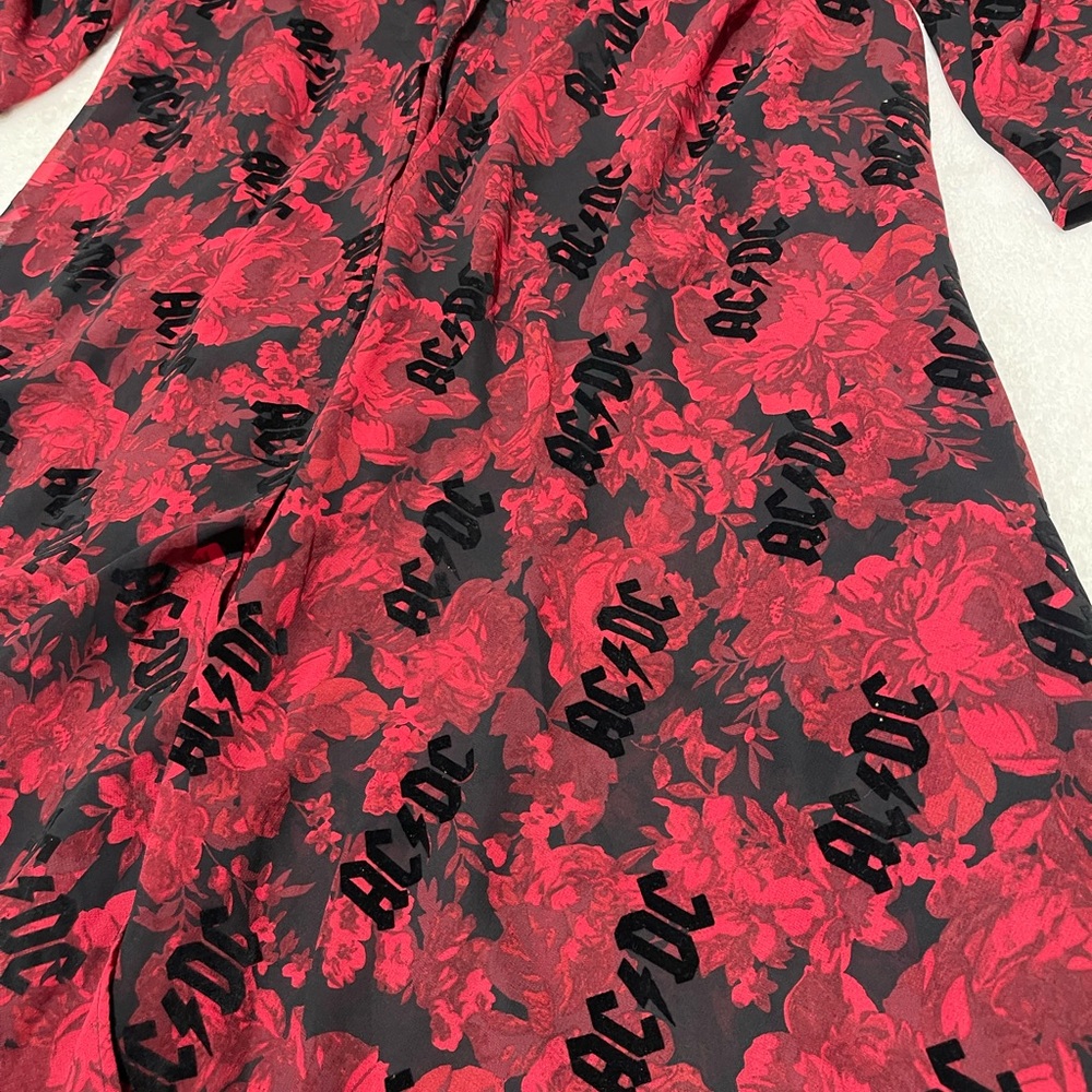 AC/DC Torrid Black & Red Floral Chiffon Hi-Lo Kimono - Picture 6 of 7